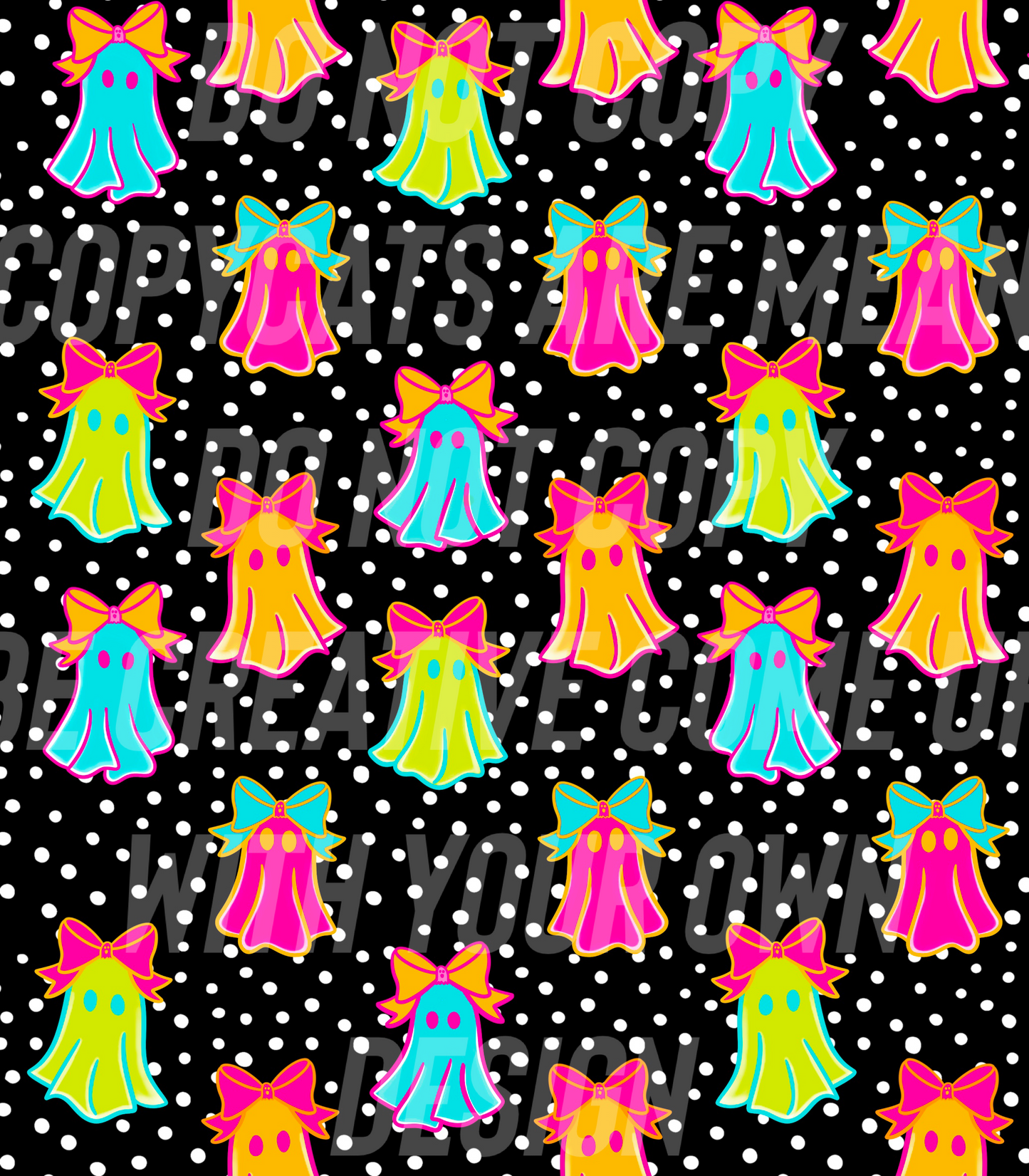 Neon Ghosts W/ Bows (Tea Cup Sized)