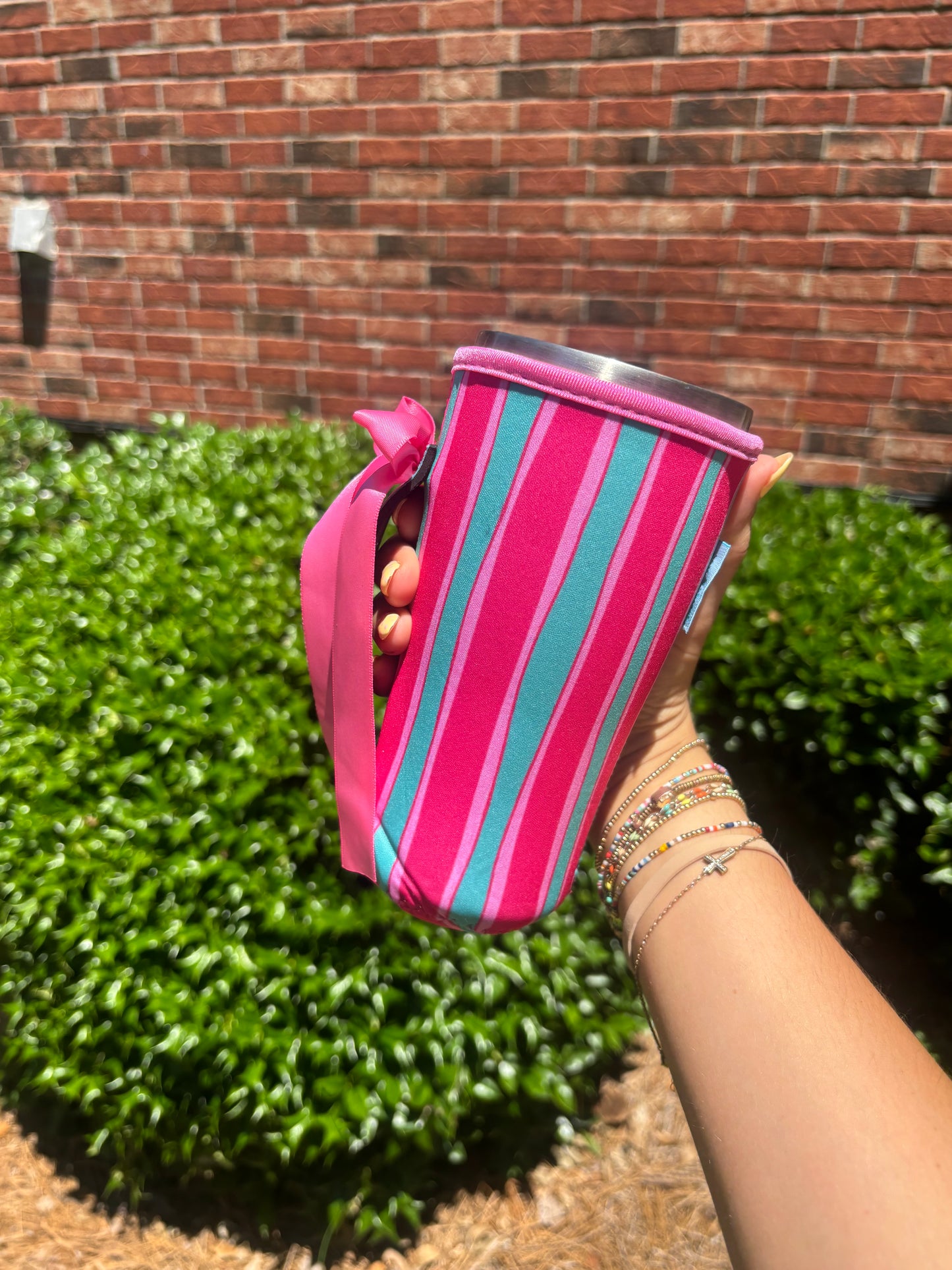 WATERMELON STRIPES | RIBBON TEA KOOZIE