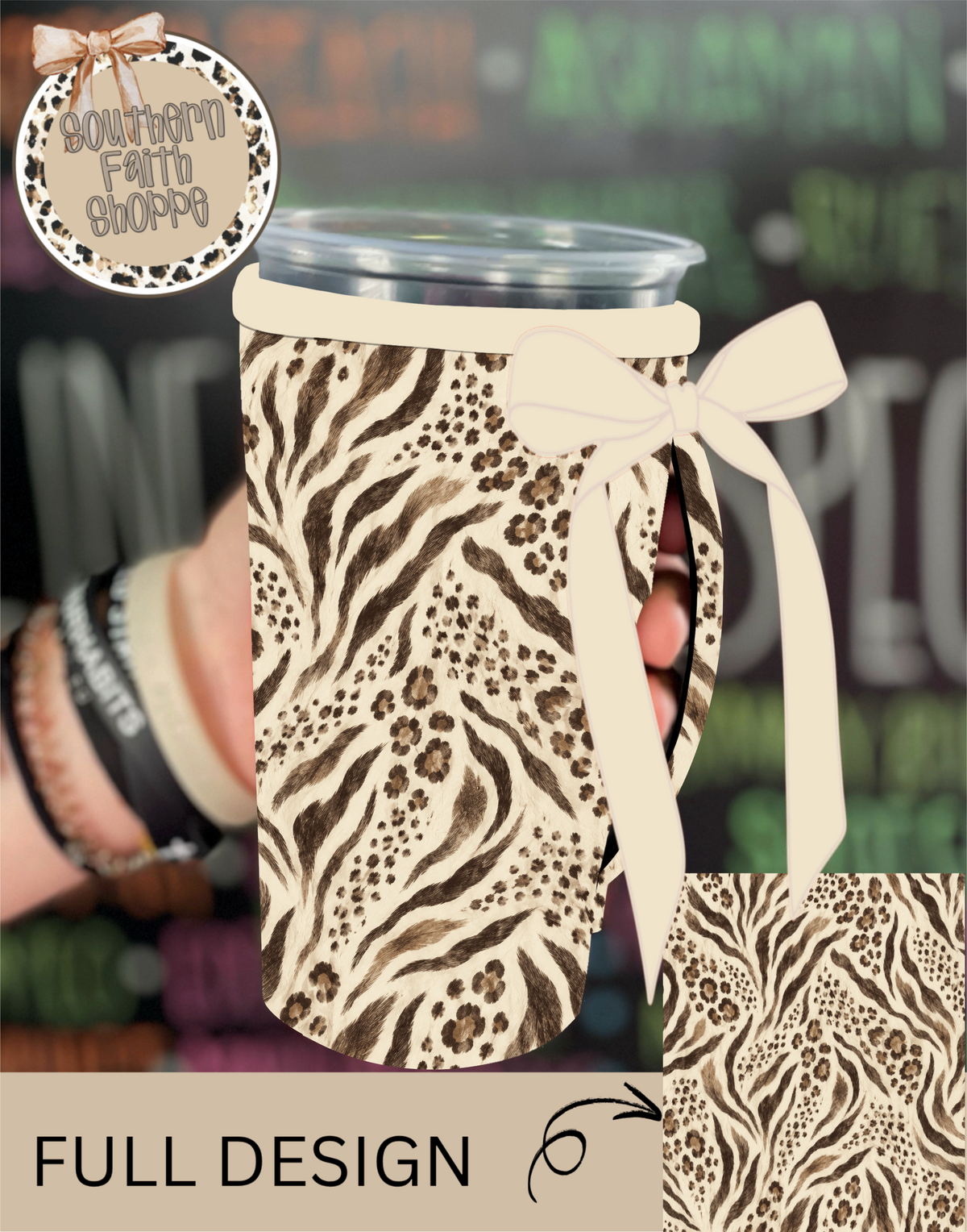 WILD ABOUT ZEBRA | 32oz RIBBON KOOZIE