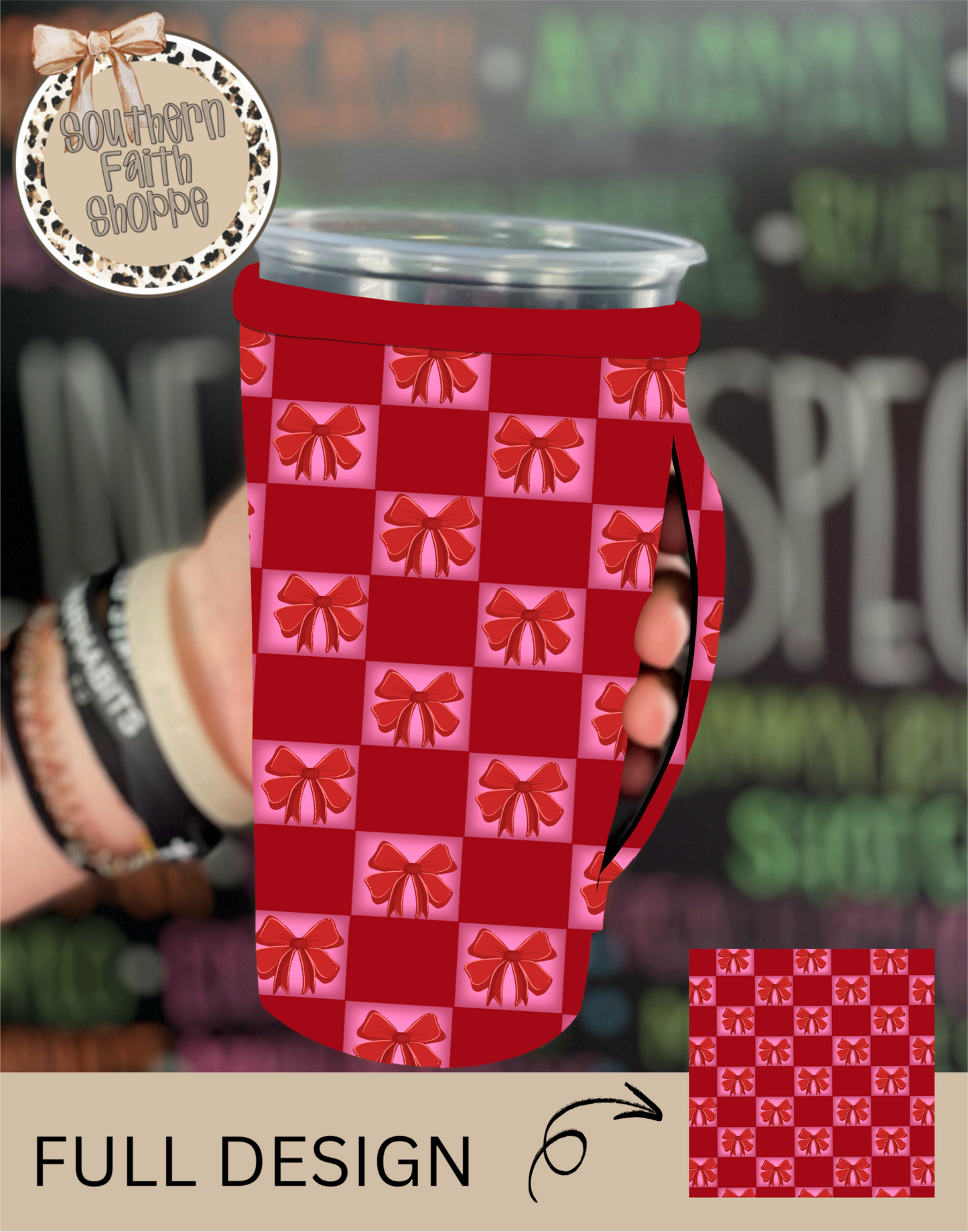 Pink and Red Christmas bows (Tea Cup Sized)