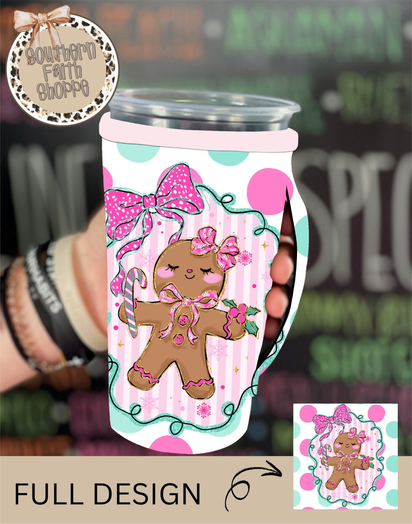 Pink dots and Gingerbread (Tea Cup Sized)