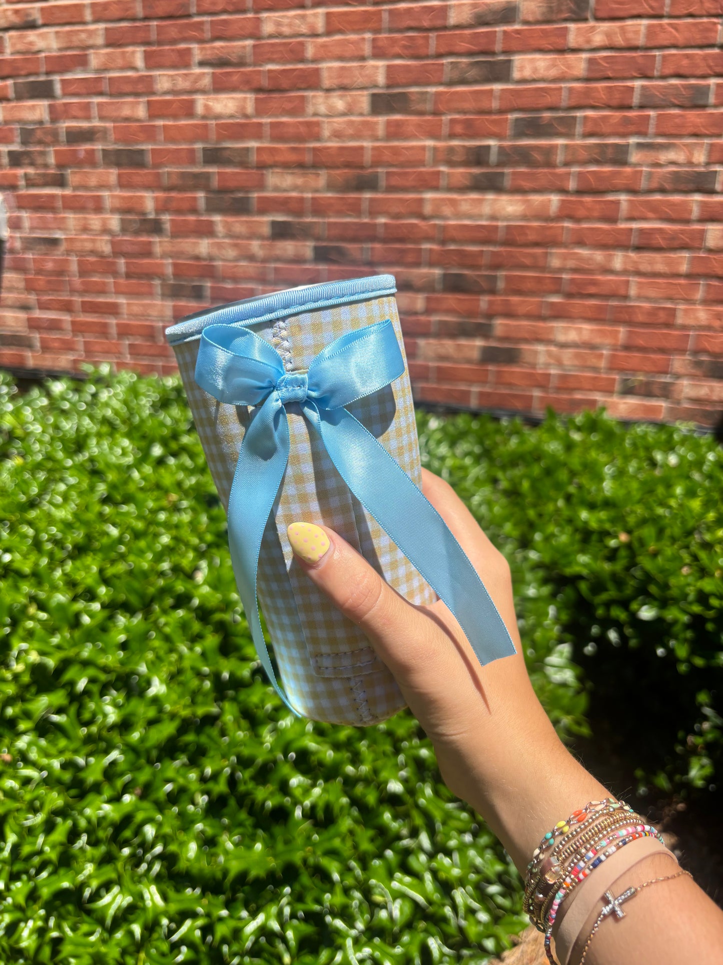 Yellow Gingham | RIBBON TEA KOOZIE