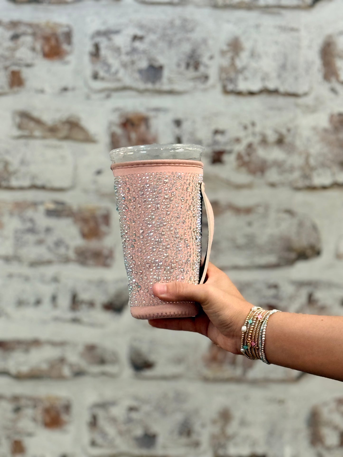 PEACH | RHINESTONE TEA KOOZIE
