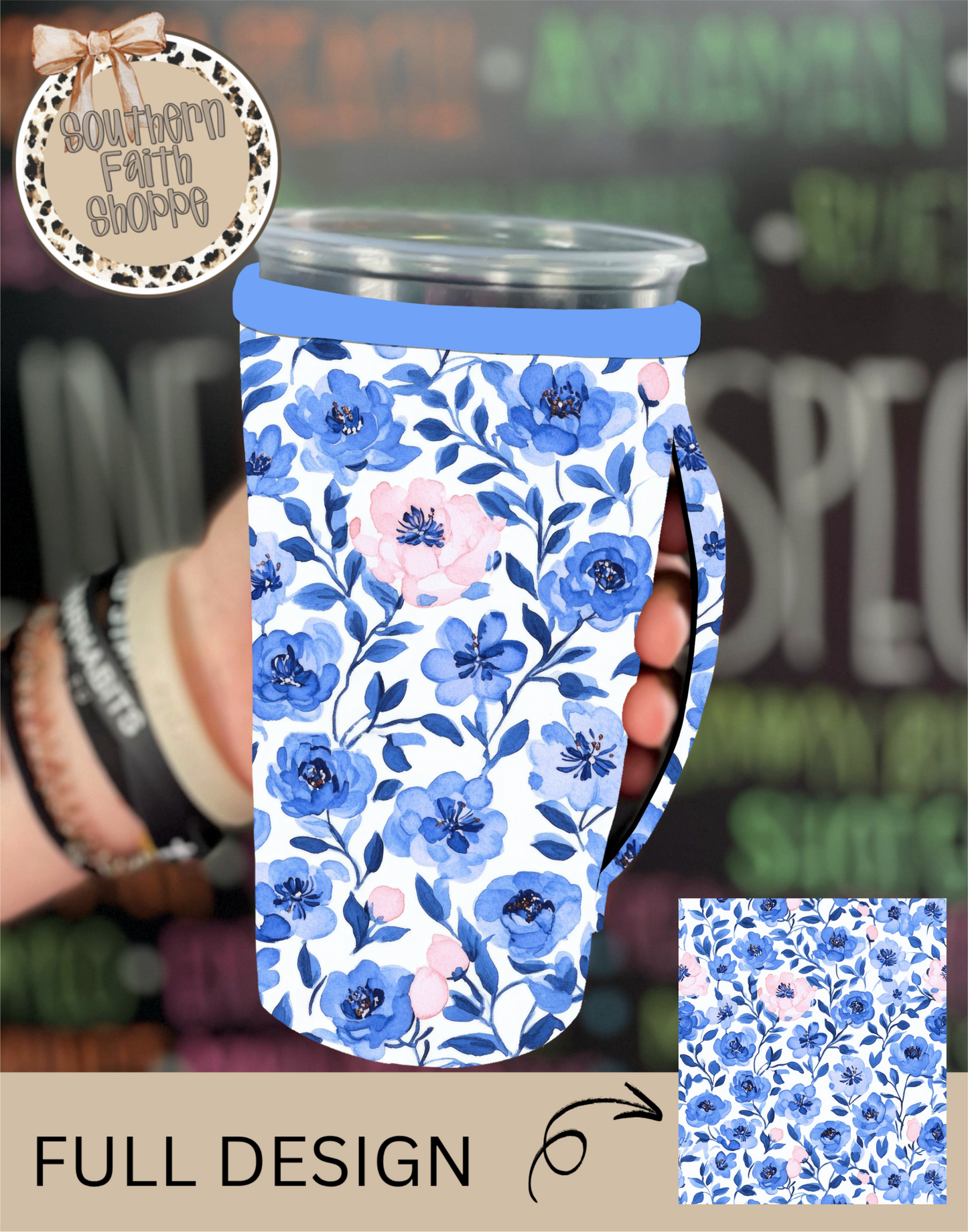 BLUE FLORAL | TEA SIZED 32oz