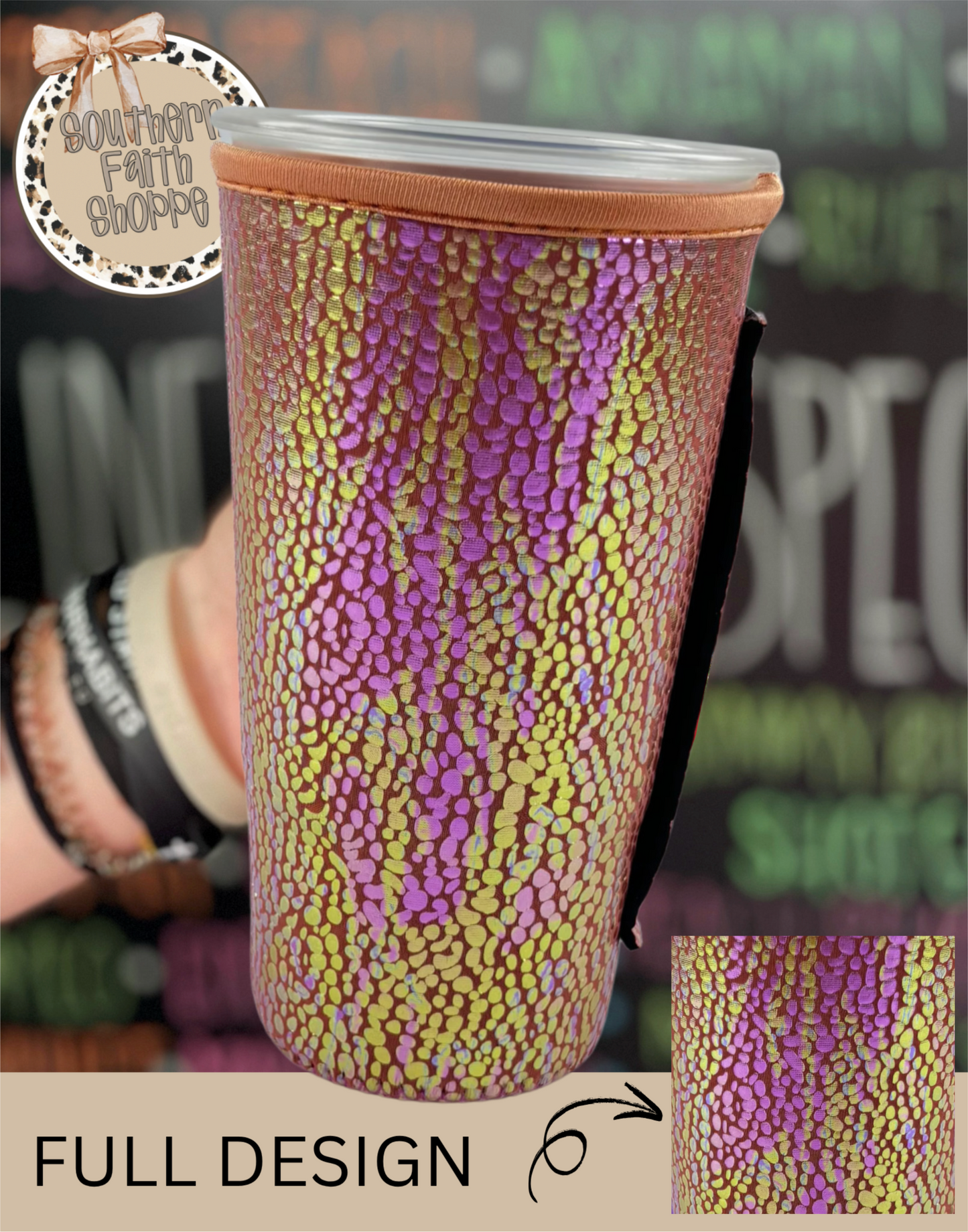 PINK AND ORANGE | METALLIC TEA KOOZIE