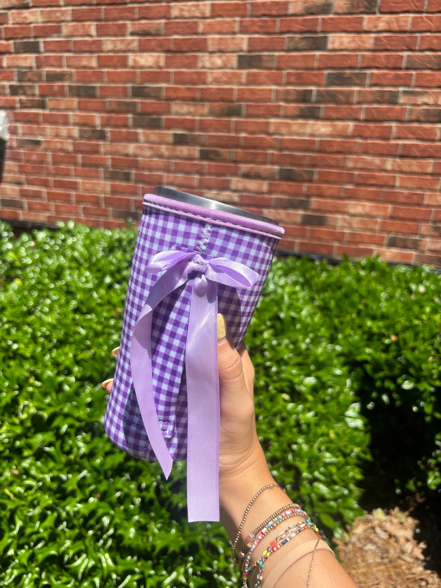 Purple Gingham | RIBBON TEA KOOZIE