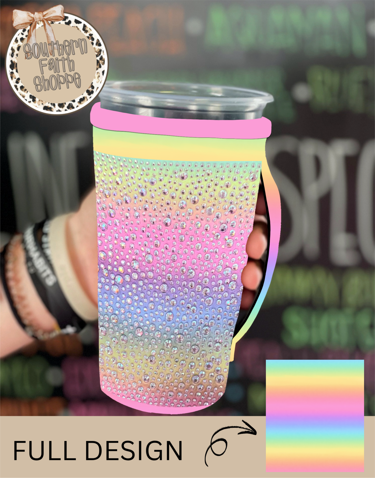 RAINBOW | RHINESTONE TEA KOOZIE