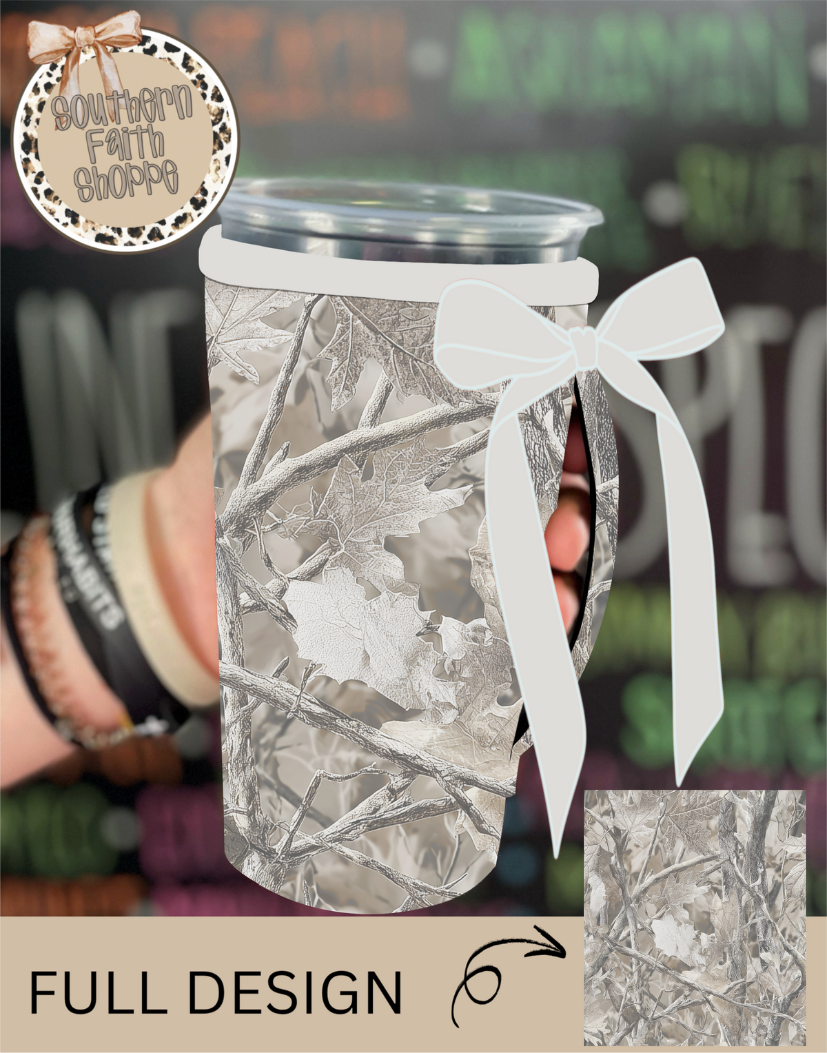 WINTER CAMO | 32oz RIBBON KOOZIE