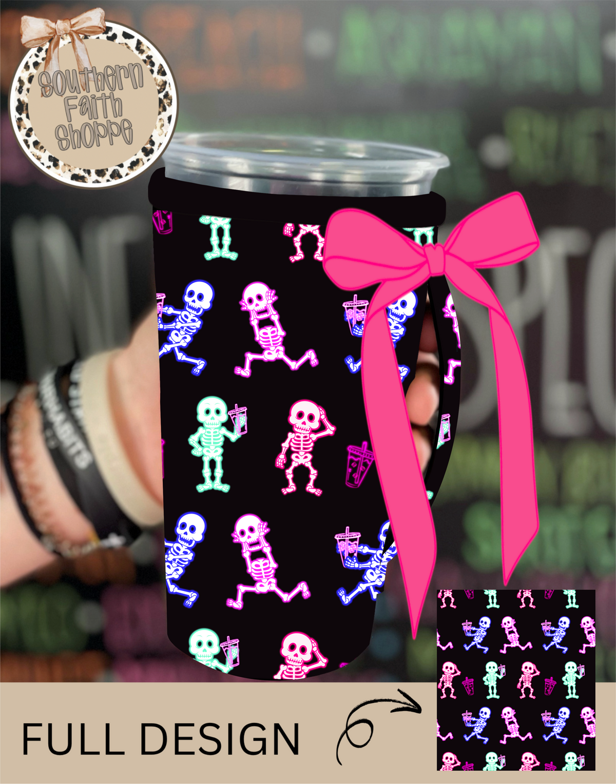 NEON SKELETONS | 32oz RIBBON KOOZIE