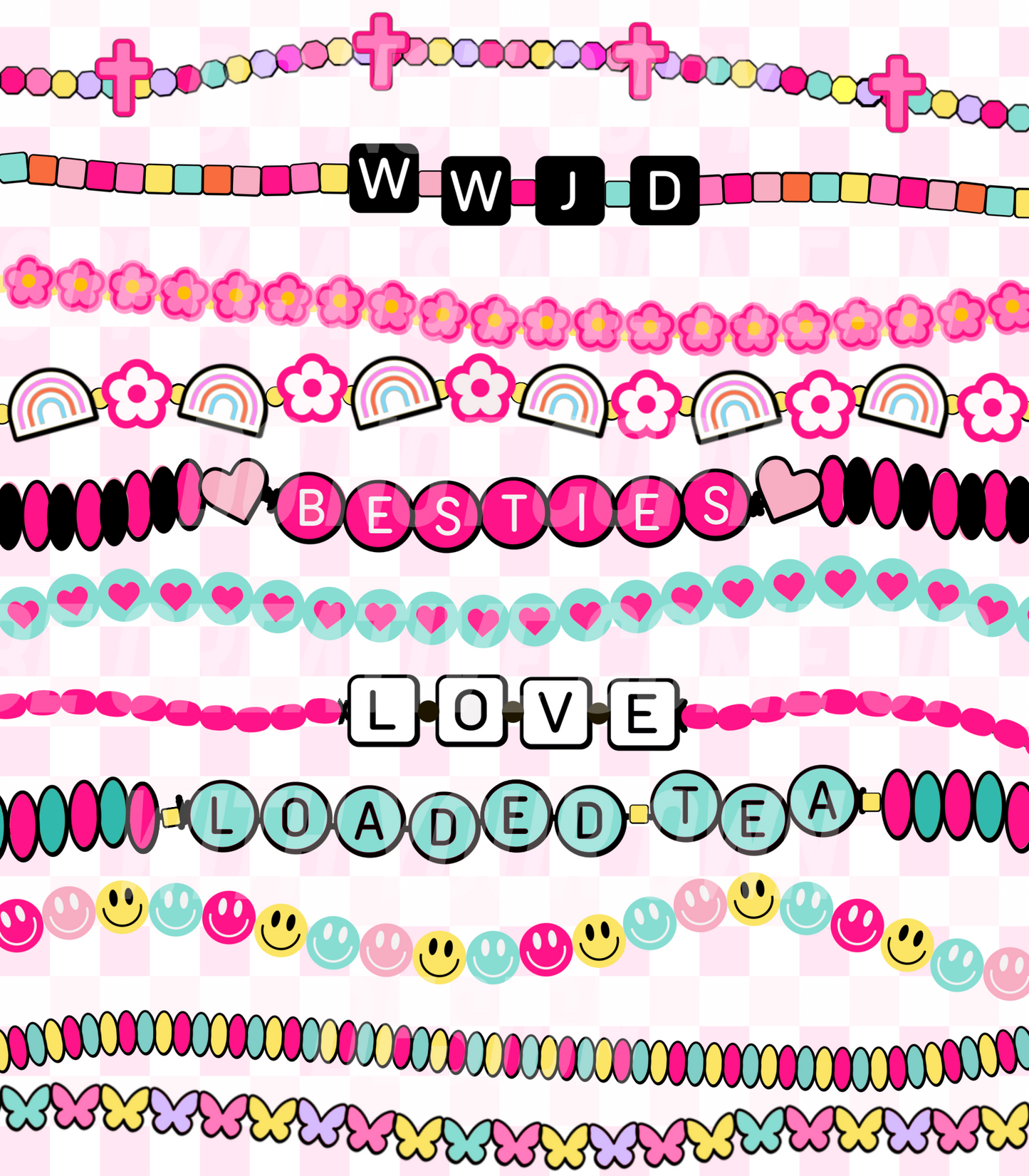 Pink bestie bracelets (Tea Cup Sized)