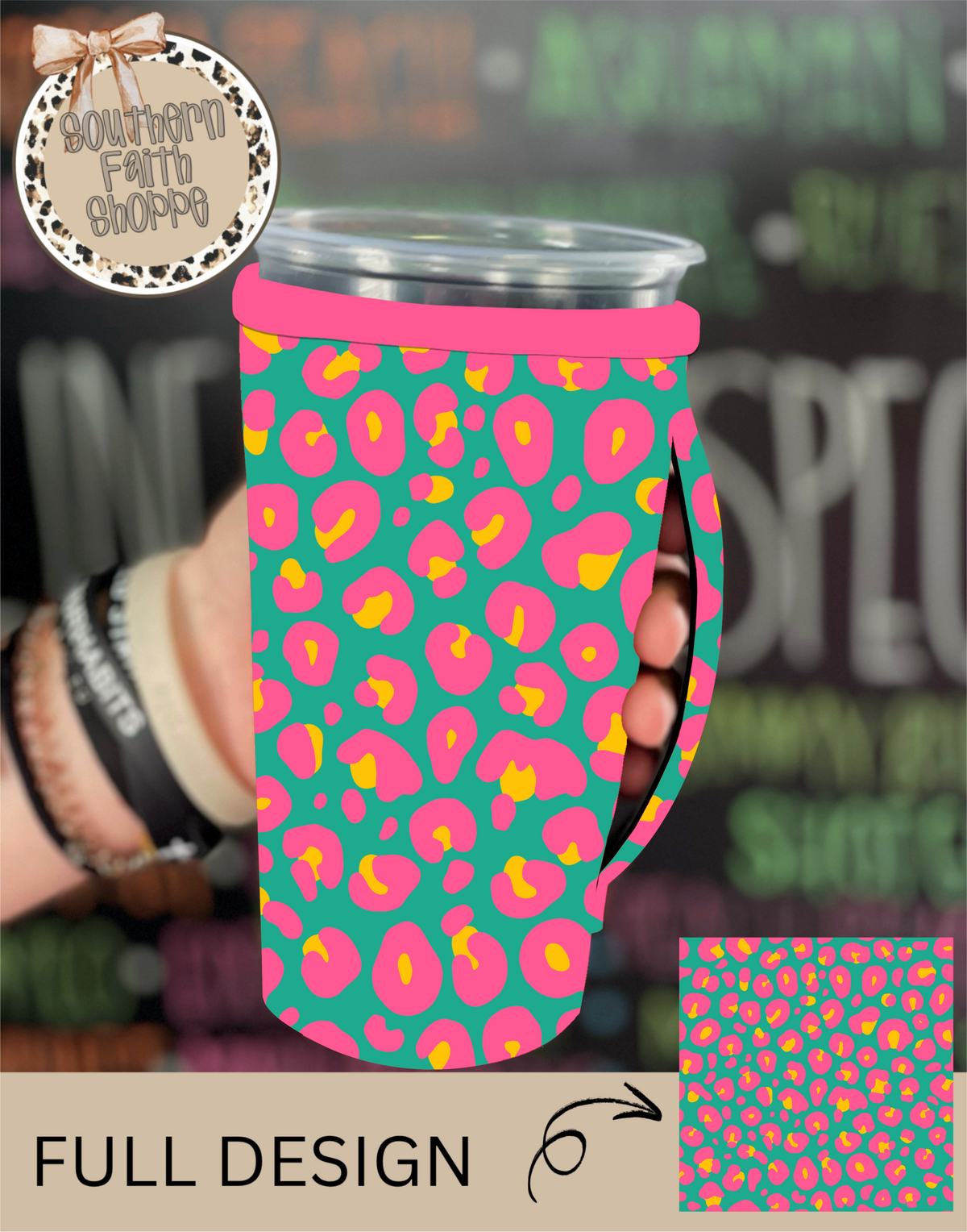 PINK AND TEAL LEOPARD | 32oz KOOZIE