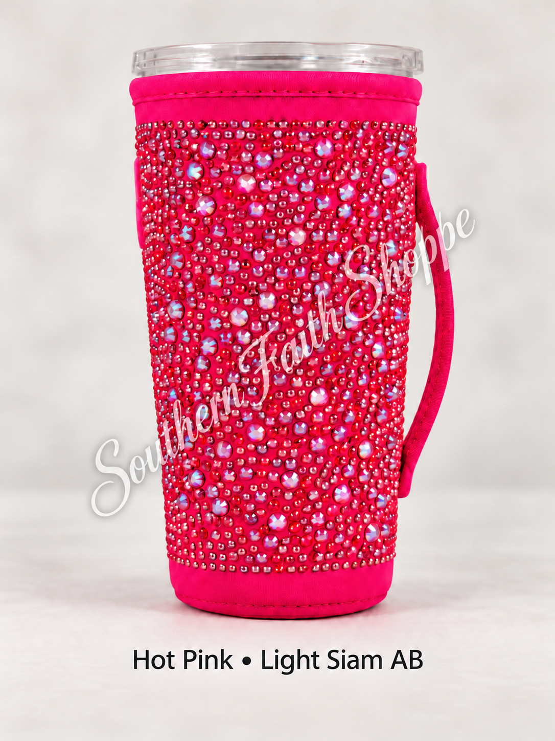 HOT PINK WITH PINK RHINESTONES| 32oz RHINESTONE KOOZIE