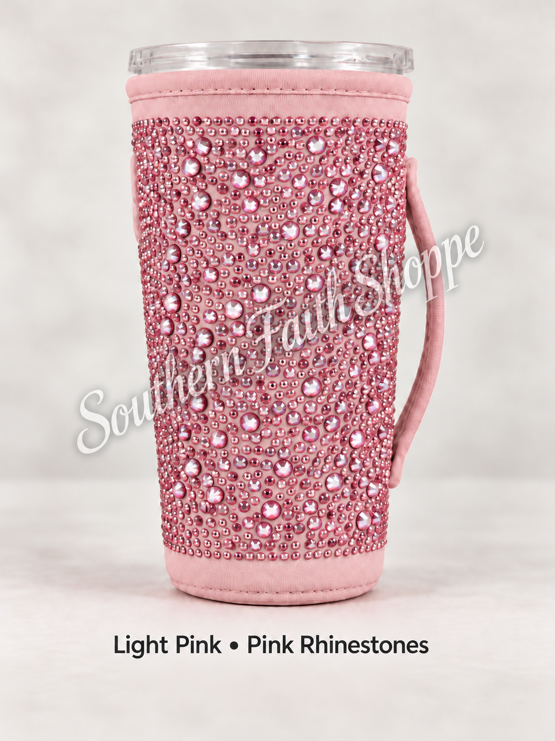 LIGHT PINK W/ LIGHT PINK RHINESTONES| 32oz RHINESTONE KOOZIE