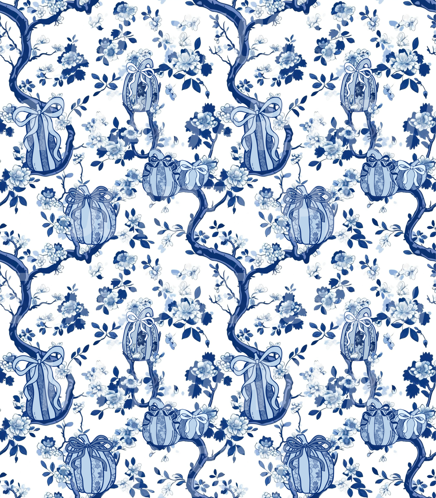 Chinoiserie Pumpkins W/Bows (Tea Cup Sized)