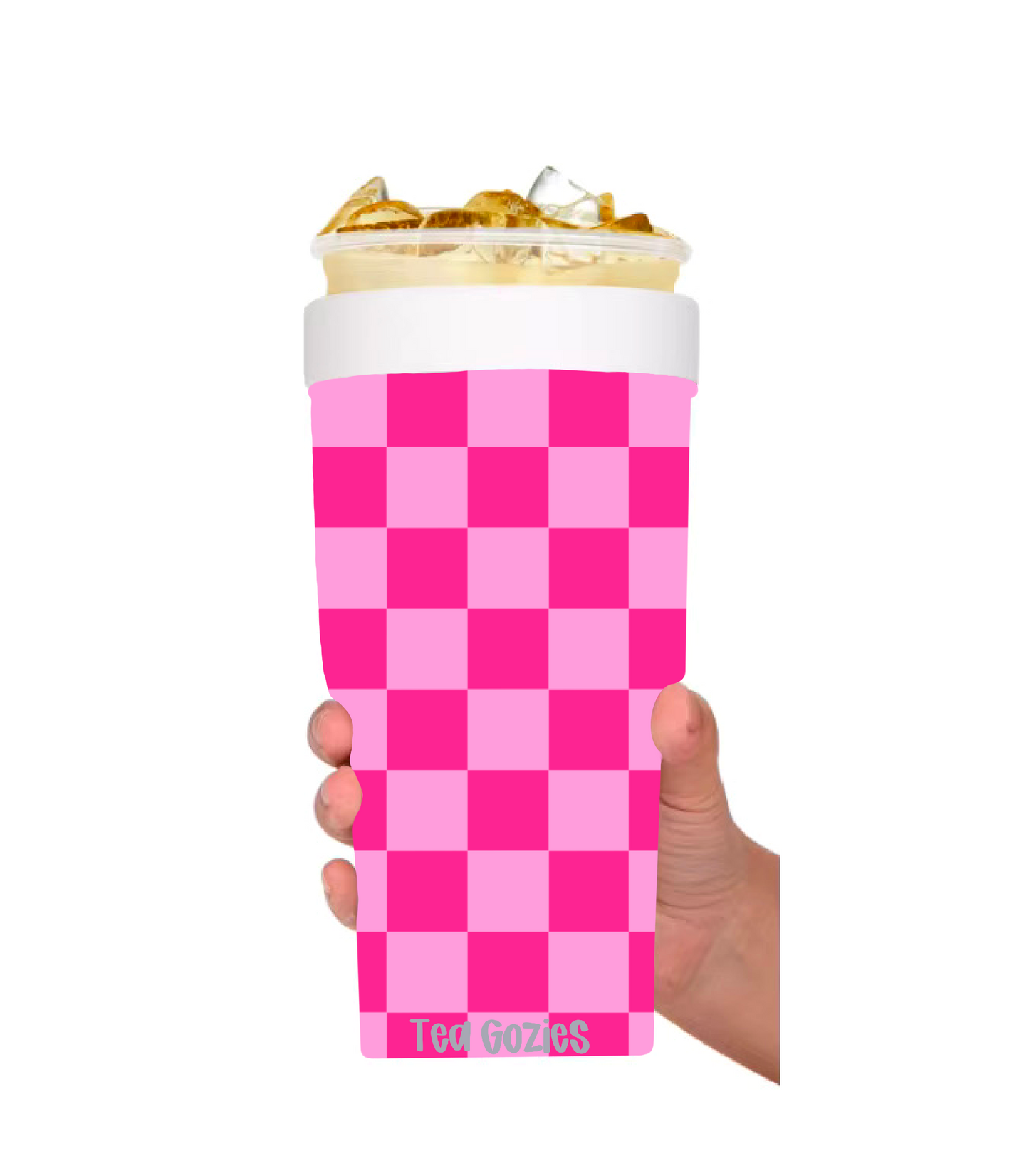 Pink Checkered Stainless (Tea Cup Sized)