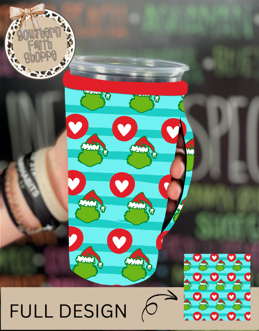 Red Christmas Hearts  (Big 42oz Tea Cup Sized)