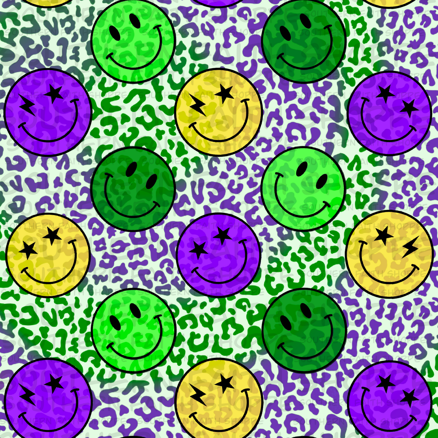 Mardi Gras smiley faces (Tea Cup Sized)