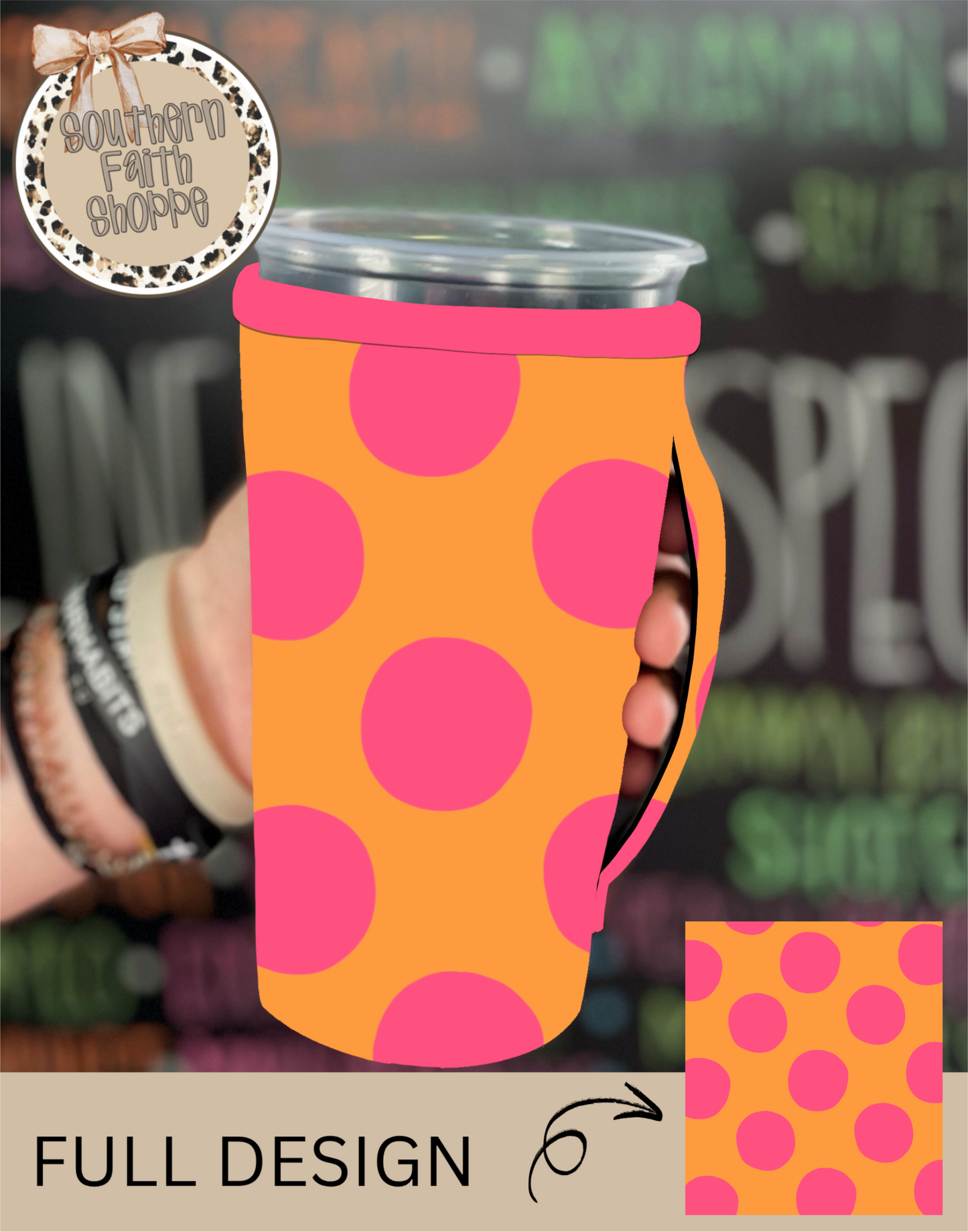 PINK & ORANGE DOTS| TEA SIZED 32oz