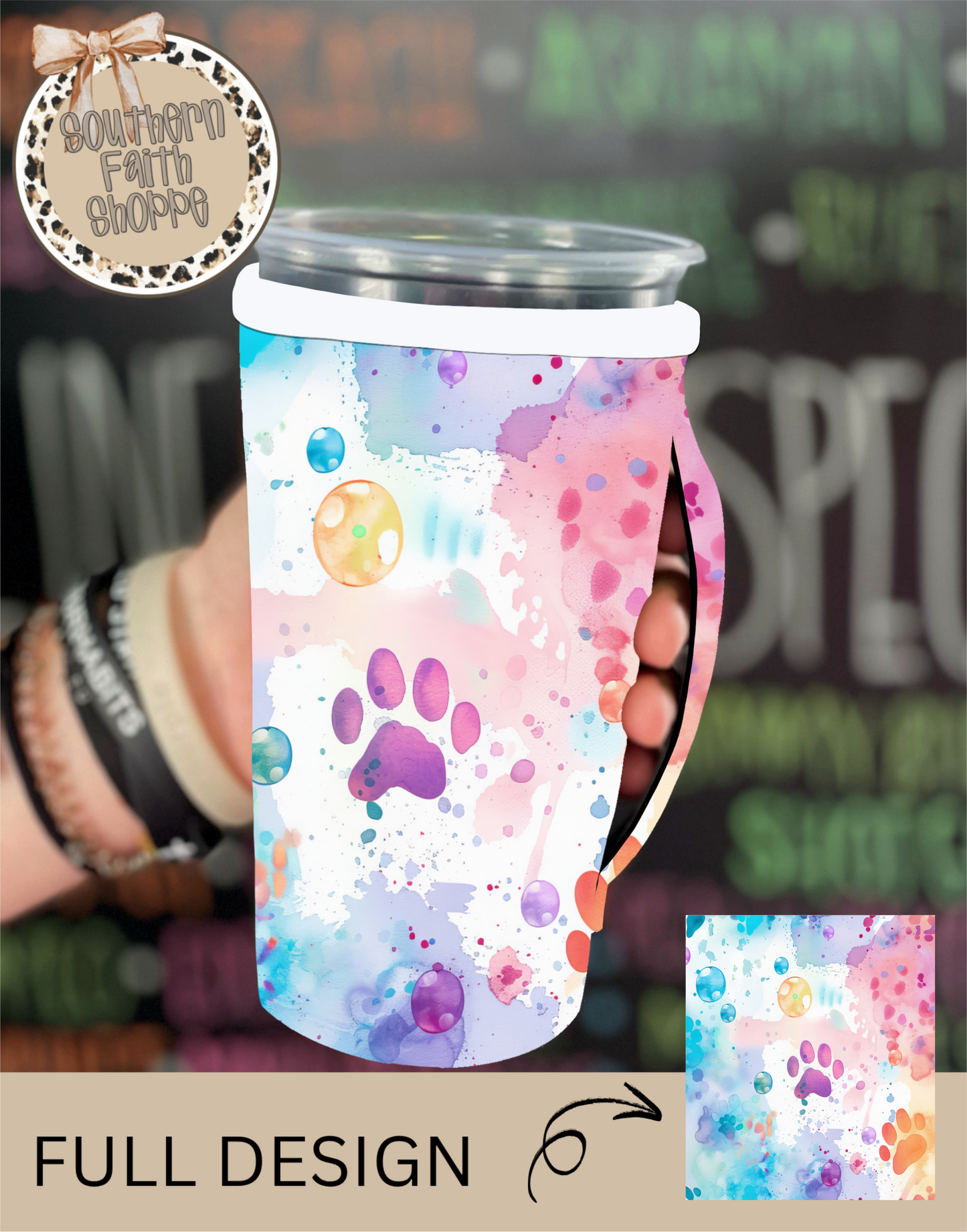 WATERCOLOR PAW PRINTS | TEA SIZED 32oz