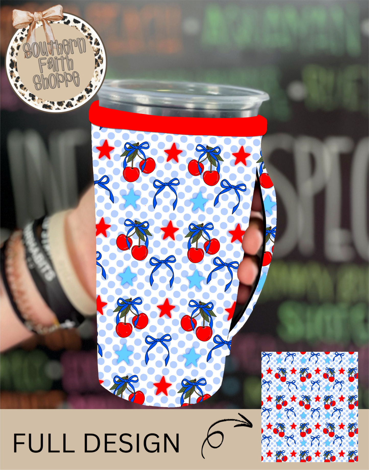RED WHITE & CHERRIES | TEA SIZED 32oz