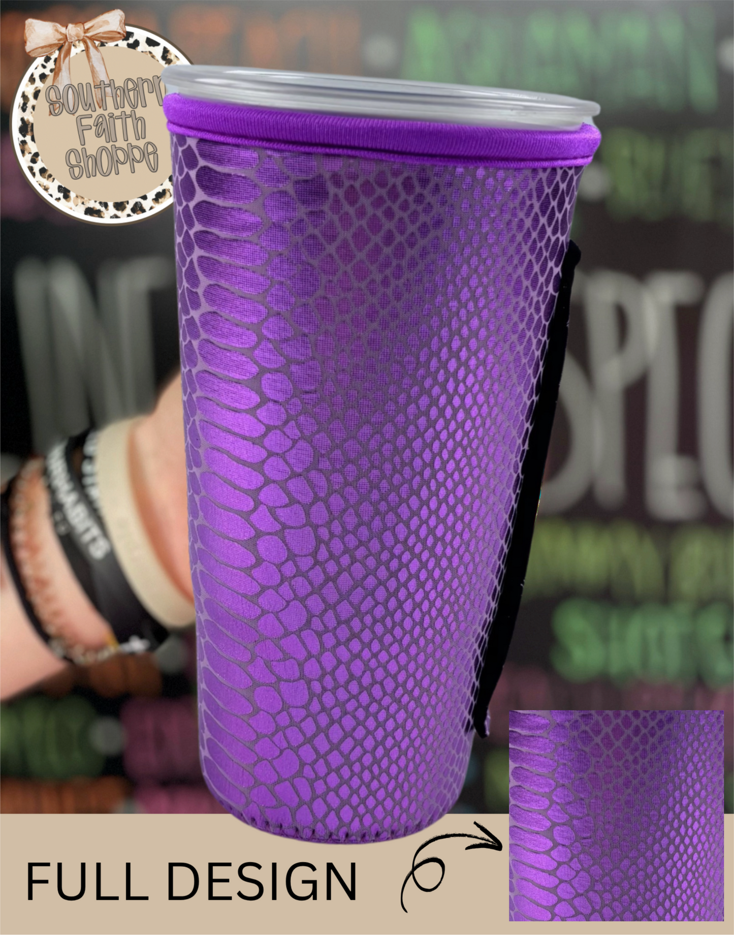 PURPLE SNAKE SKIN | METALLIC TEA KOOZIE