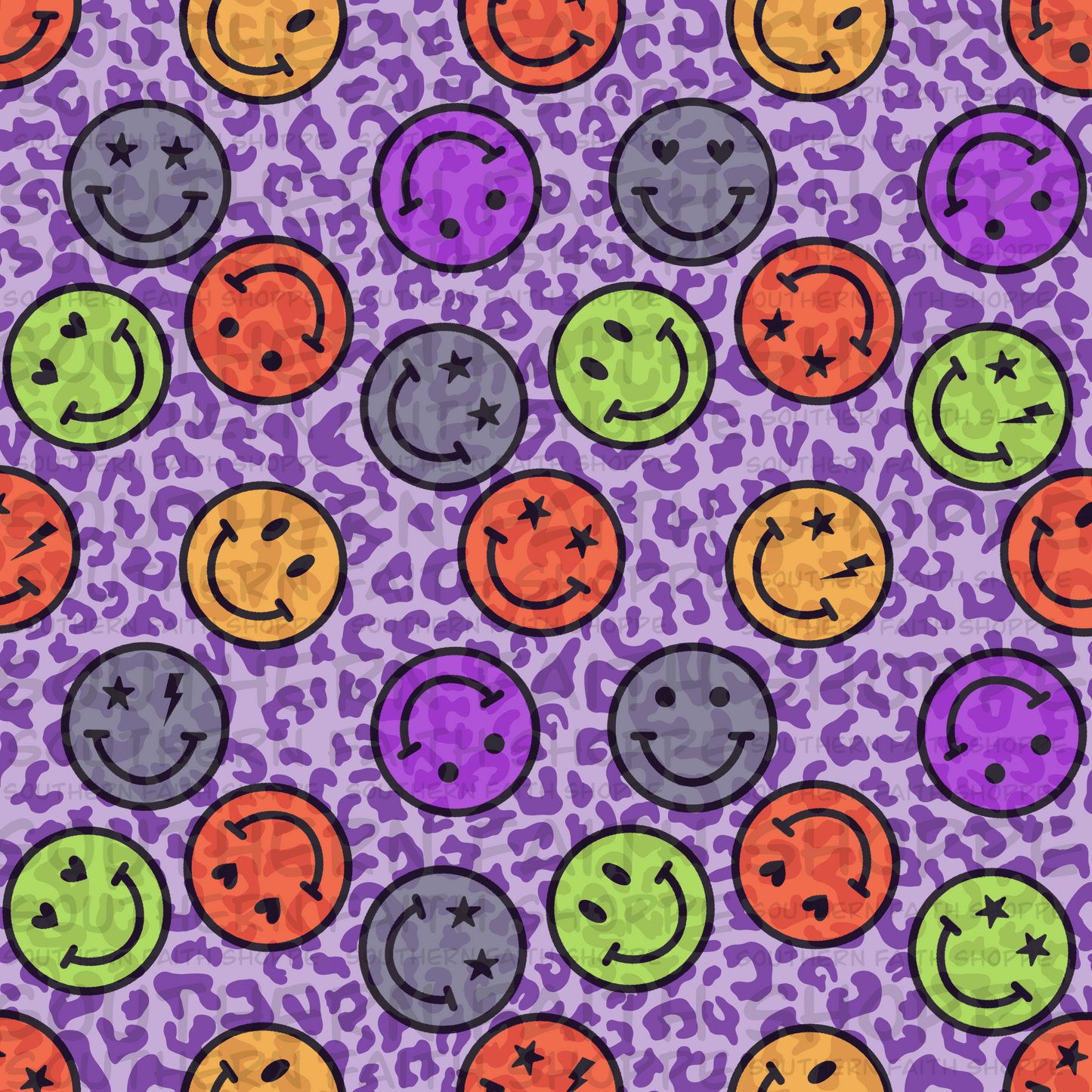Purple leopard smileys (Shake Cup Sized)
