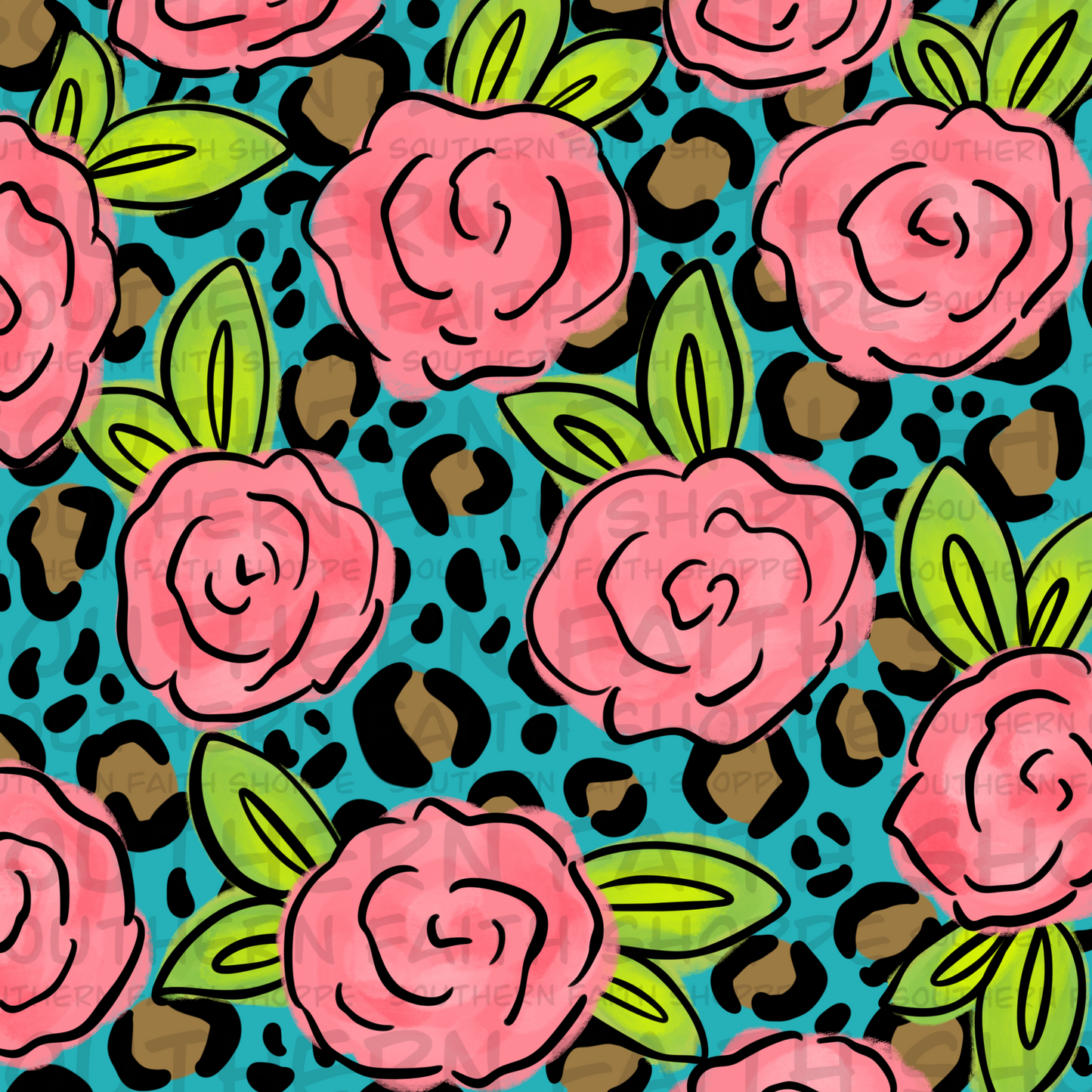 Leopard floral blue (Tea Cup Sized)