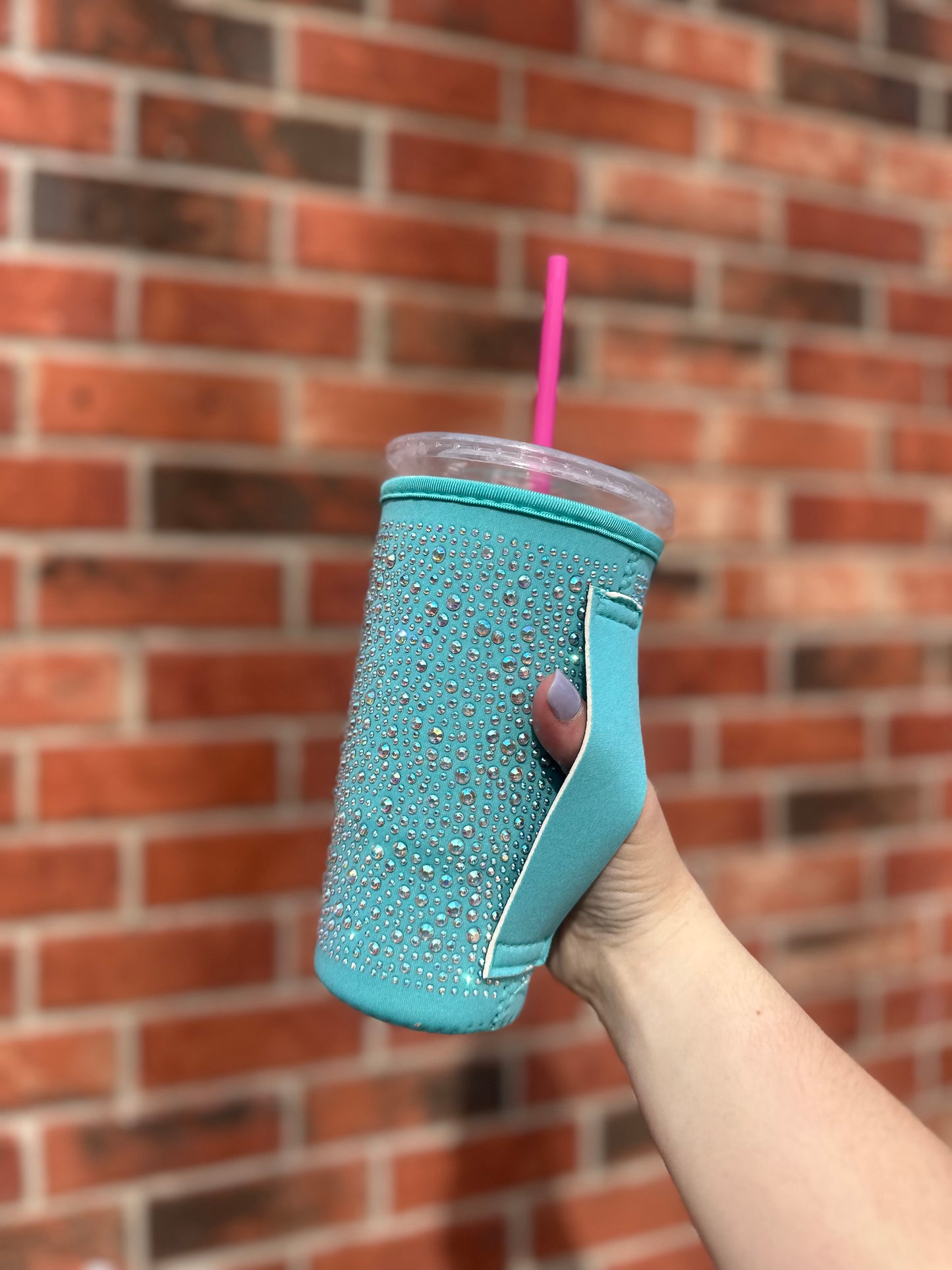 TEAL | RHINESTONE TEA KOOZIE