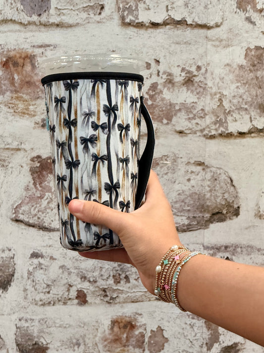 Black / Gold Bows   | TEA KOOZIE