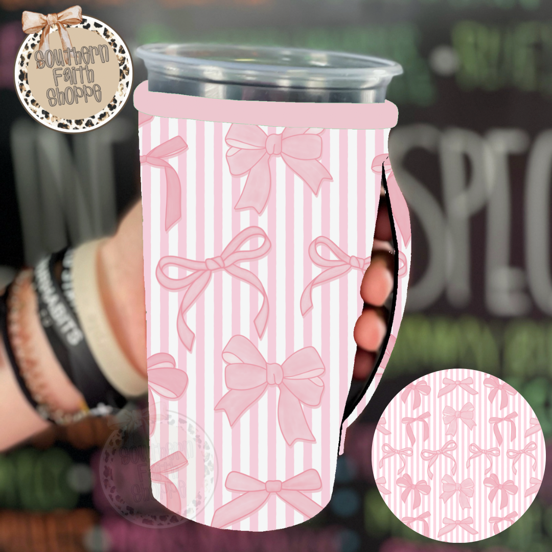 Pink Stripes and Bows (Tea Cup Sized)