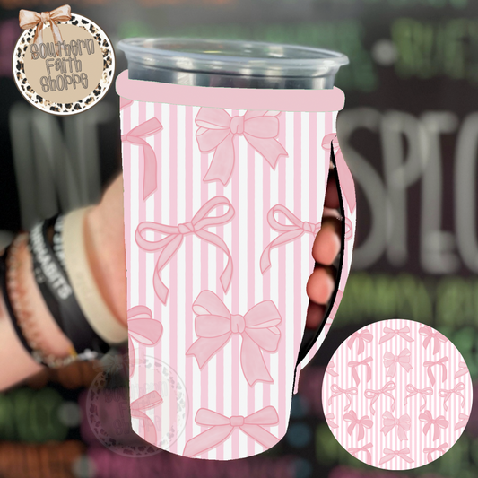 Pink Stripes and Bows (Tea Cup Sized)