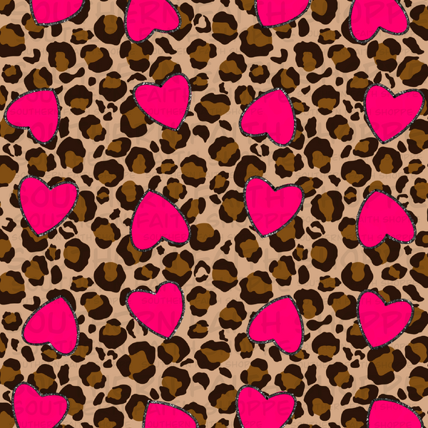 Leopard with hot pink hearts (Tea Cup Sized)