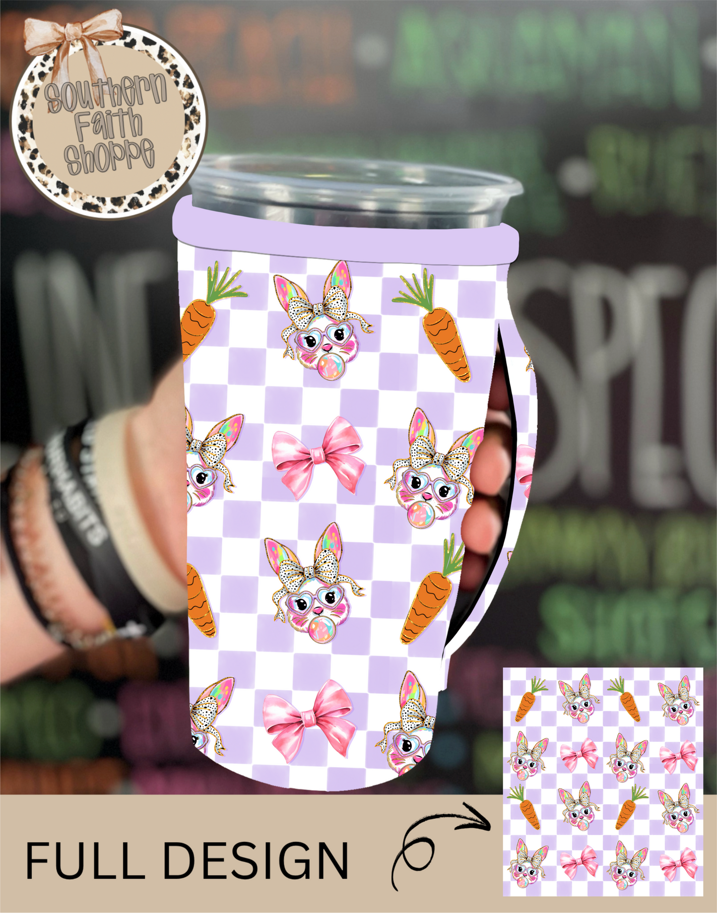 CHECKERED WITH BUNNY & BOW   | TEA SIZED 32oz