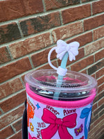 Lavender Bow Straw Topper 10mm (10 pack)