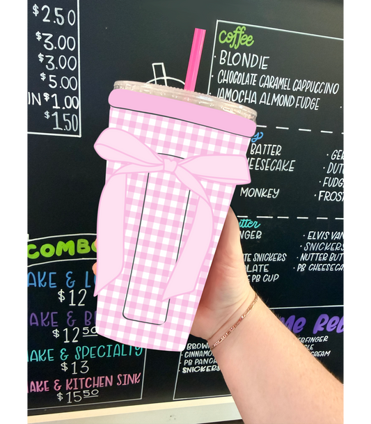 Pink Gingham | RIBBON TEA KOOZIE