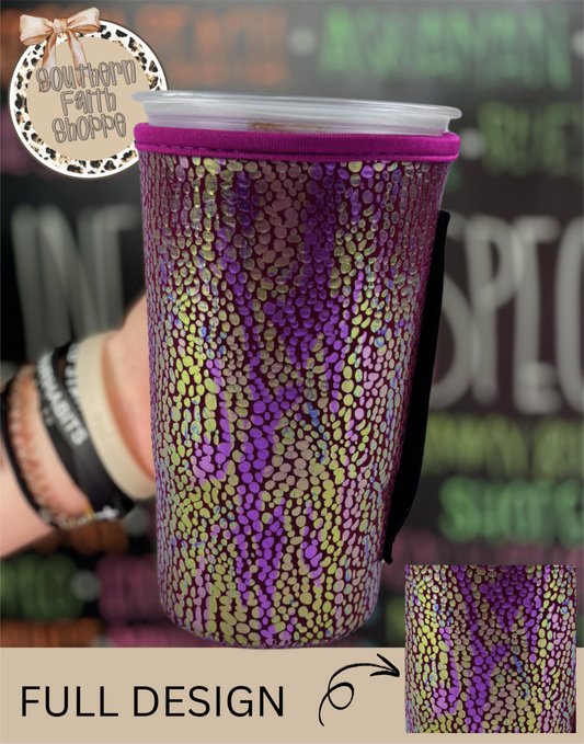 PURPLE AND YELLOW  | METALLIC TEA KOOZIE