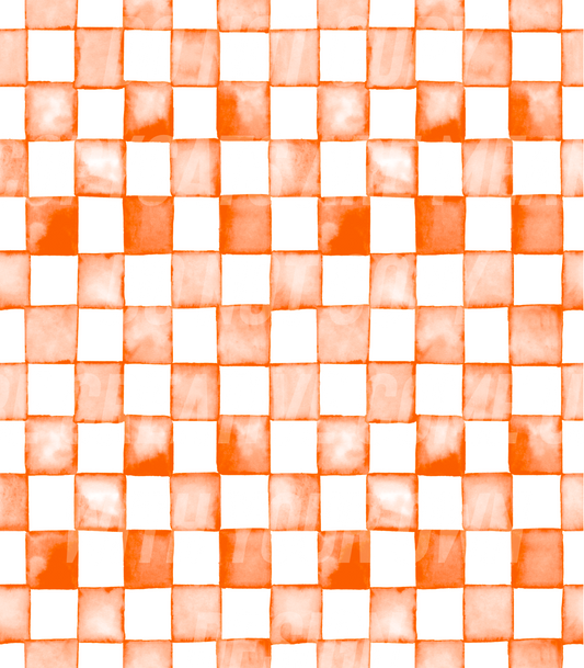 Orange watercolor checkers  (Tea Cup Sized)