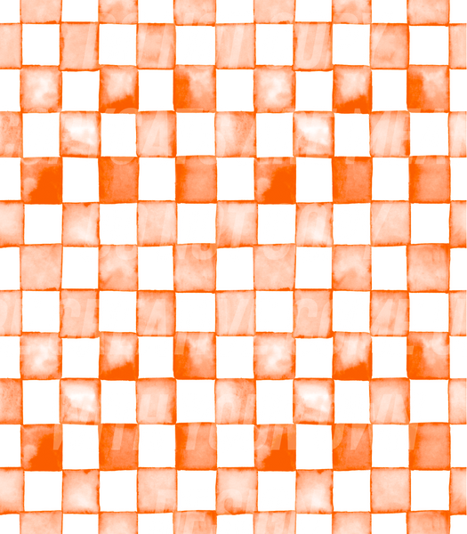 Orange watercolor checkers  (Tea Cup Sized)