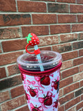 Red Strawberry Straw Topper 10mm (10 pack)
