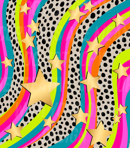 Rainbow w/ gold stars  (Tea Cup Sized)