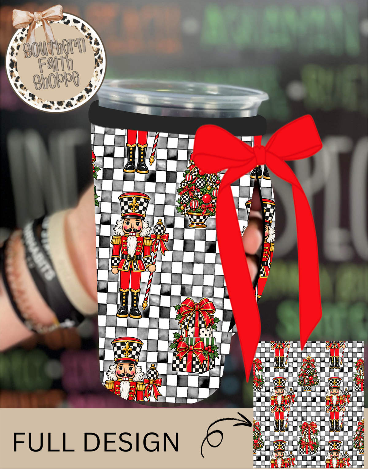 TRADITIONAL NUTCRACKERS | 32oz RIBBON KOOZIE