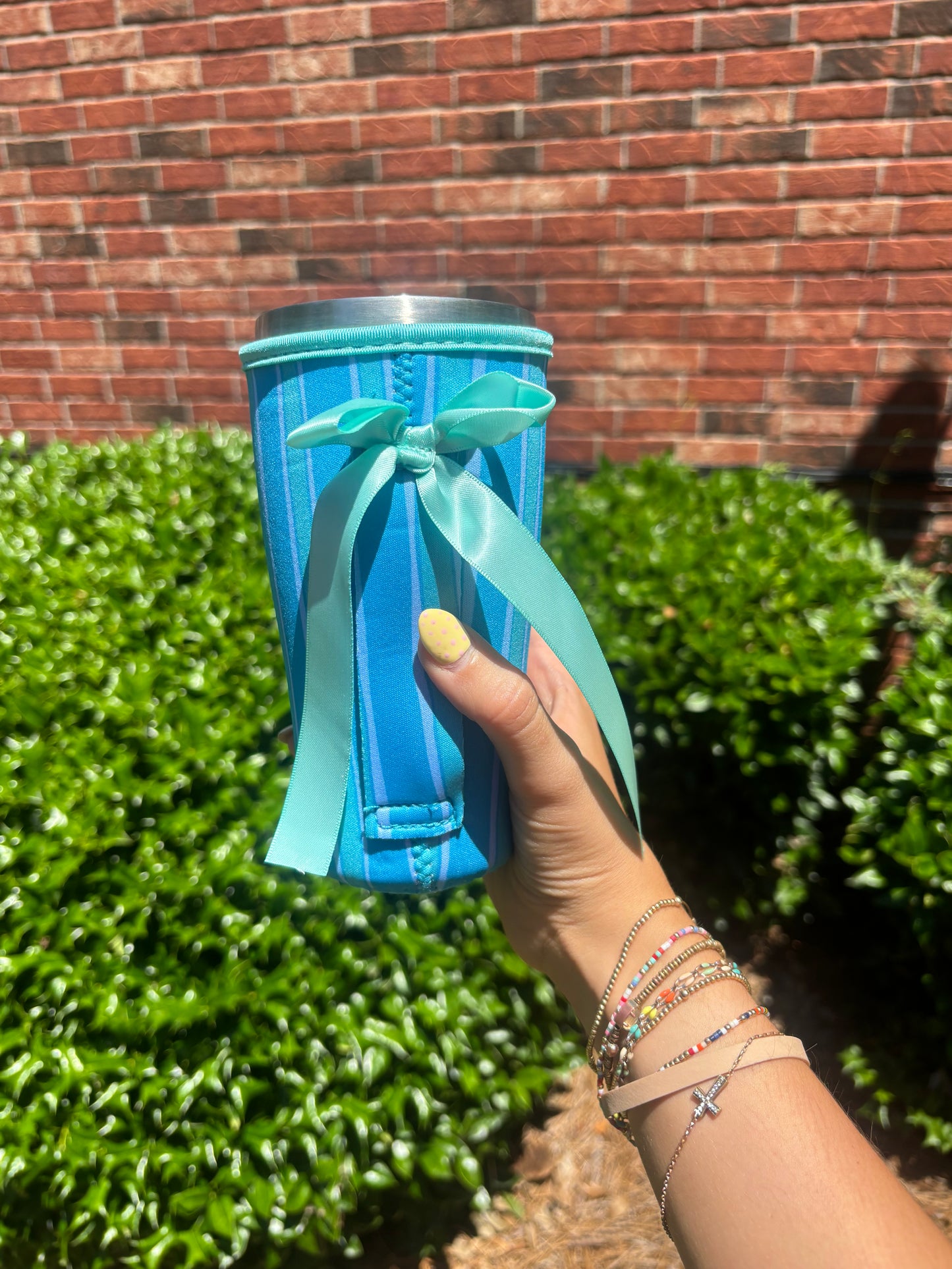 COASTAL STRIPES | RIBBON TEA KOOZIE