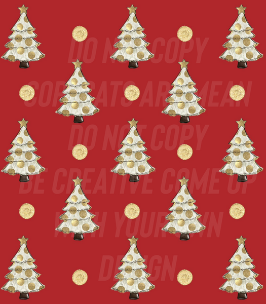 Red Christmas Trees with dots (Tea Cup Sized)