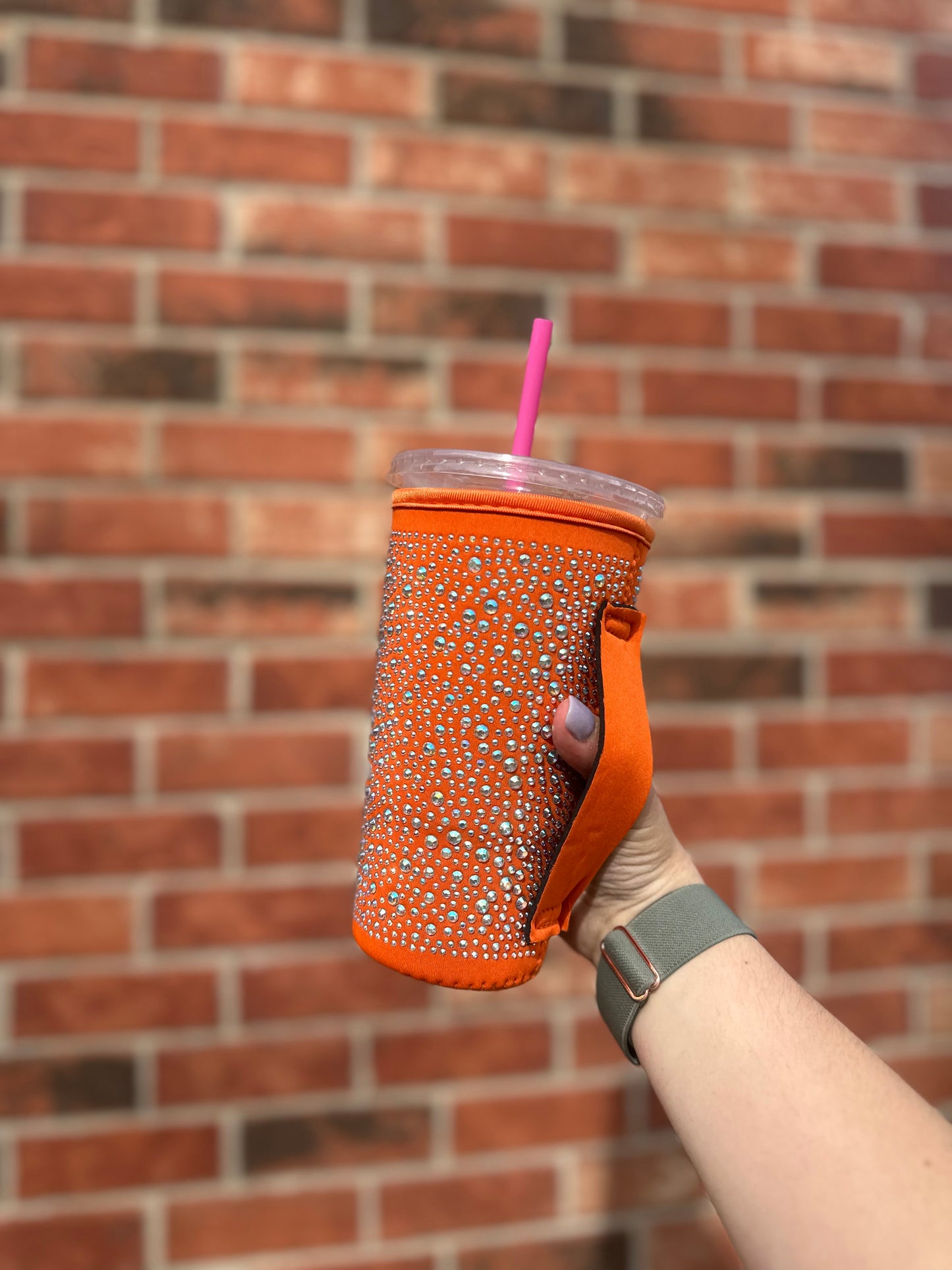 ORANGE | RHINESTONE TEA KOOZIE