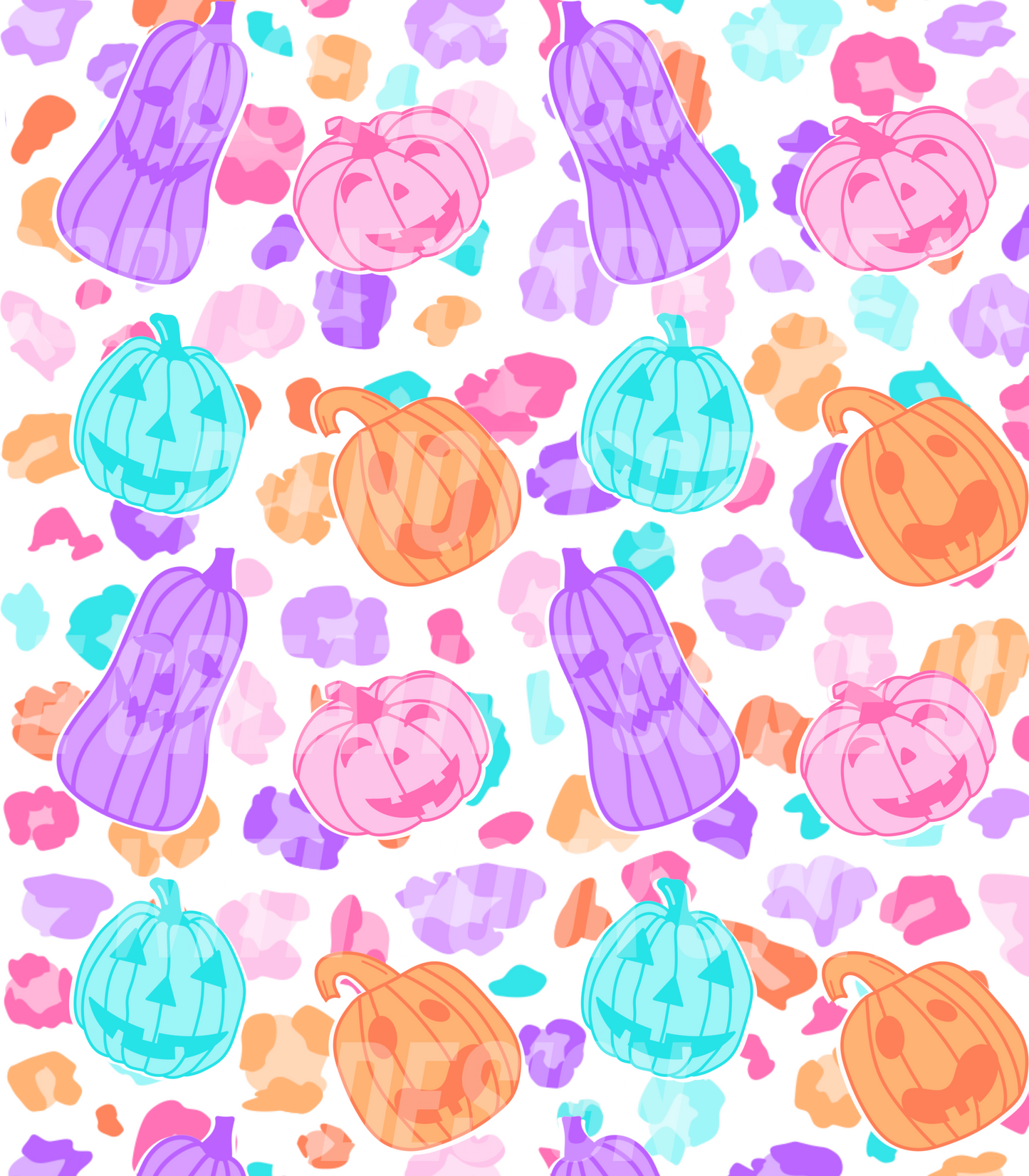 Multi color Leopard with Jack-o-lanterns (Tea Cup Sized)