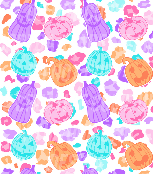 Multi color Leopard with Jack-o-lanterns (Tea Cup Sized)