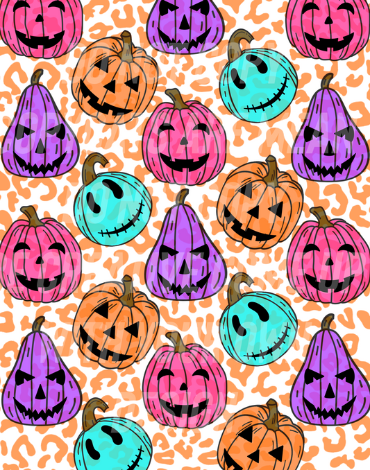 Smiley Pumpkins w/orange leopard (Tea Cup Sized)