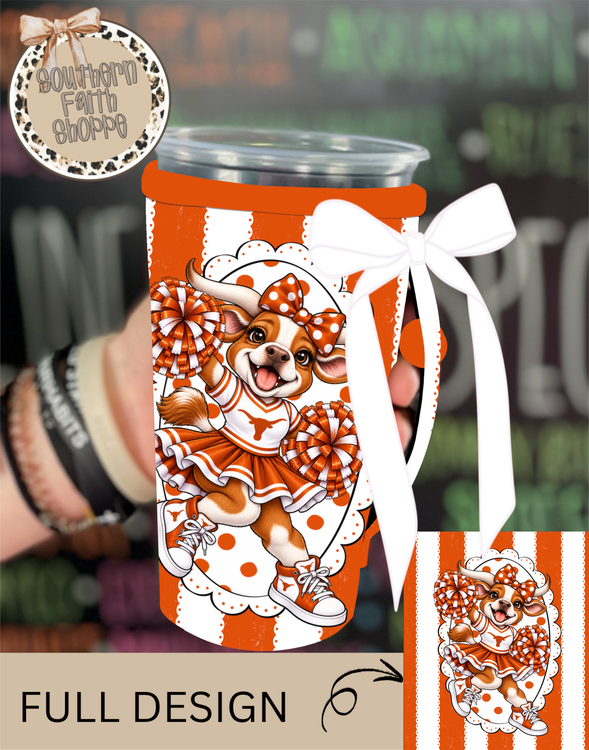 LONGHORN COQUETTE | 32oz RIBBON KOOZIE