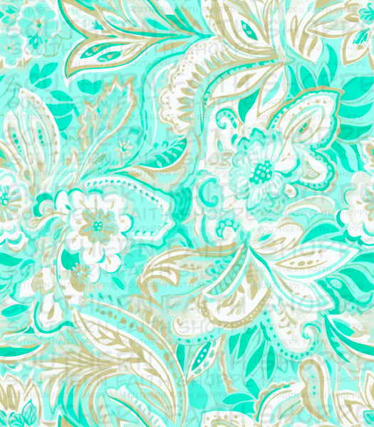 Bright turquoise and gold floral (Tea Cup Sized)