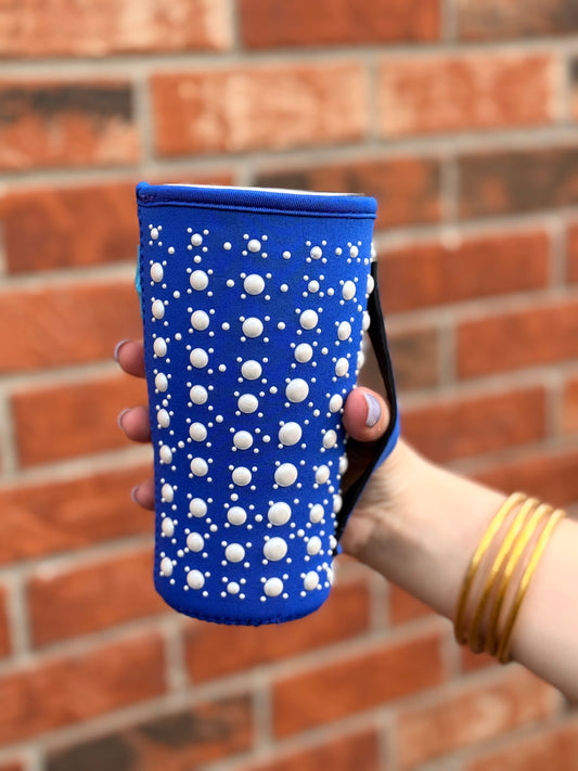 Royal Blue PEARL   | RHINESTONE TEA KOOZIE
